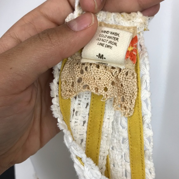 5 for $25 Mora White Crochet Flowy Racerback Tank - Picture 8 of 8